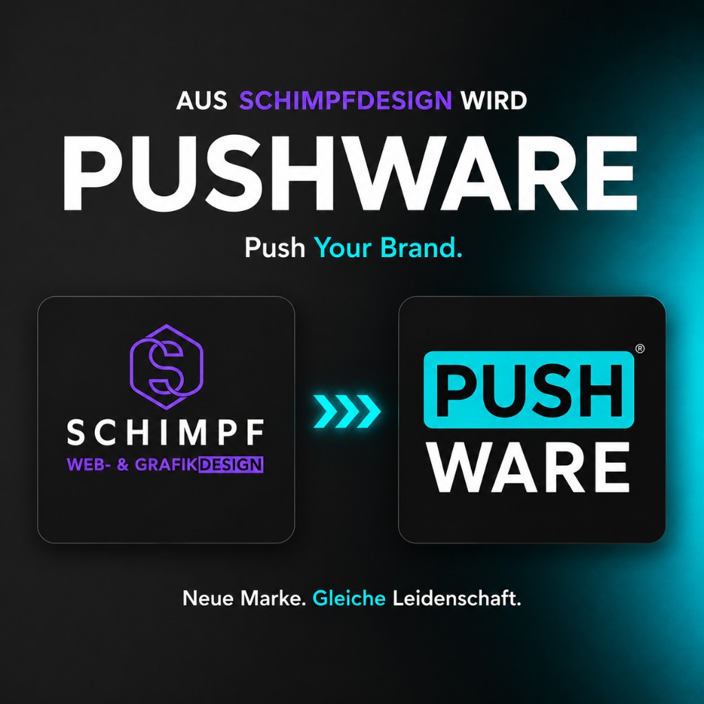 Aus SchimpfDesign wird Pushware — Neue Marke. Gleiche Leidenschaft.